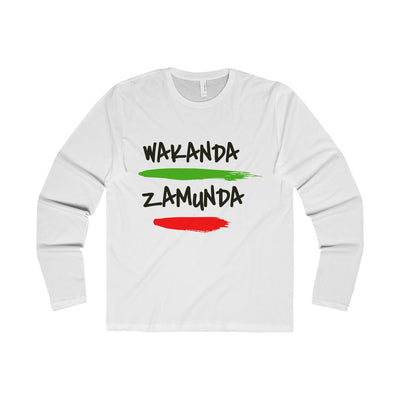 Wakanda Zamunda White Grey Green Long Sleeve Crew Tee